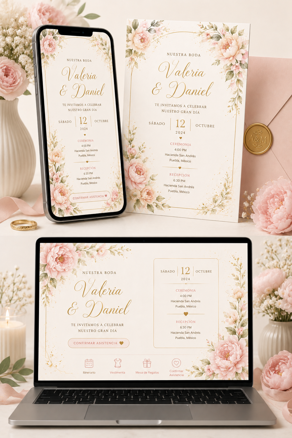 Invitación digital floral